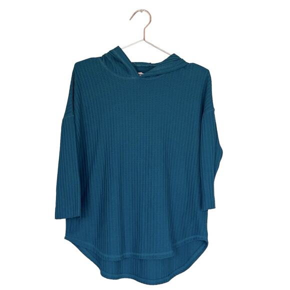 Chaser Teal Waffle Knit Long Sleeve Hoodie - Size Small - Picture 1 of 6